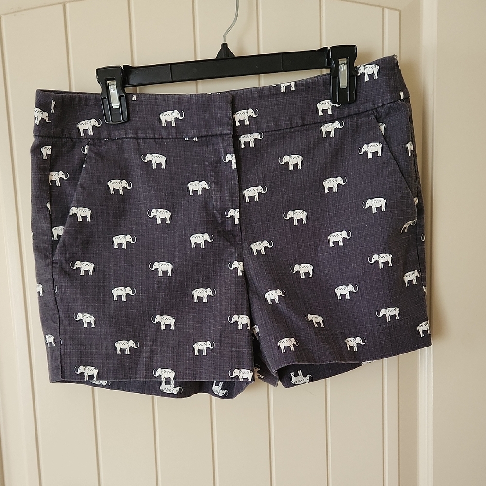 LOFT Gray and White Bermuda Shorts